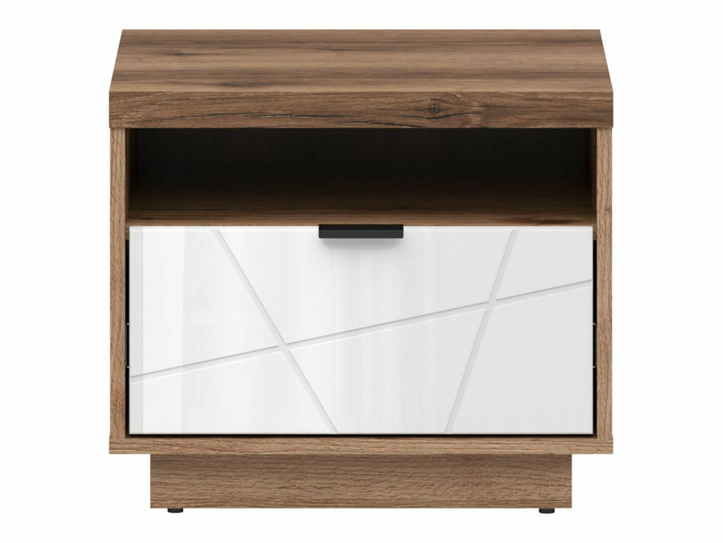 Noćni ormarić Fivale 115 (Tamni hrast Delano + Sjajno bijela)