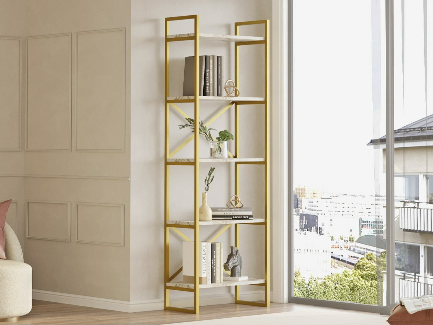 Polica Kailua 2088 (Bijeli mramor + Zlatna)