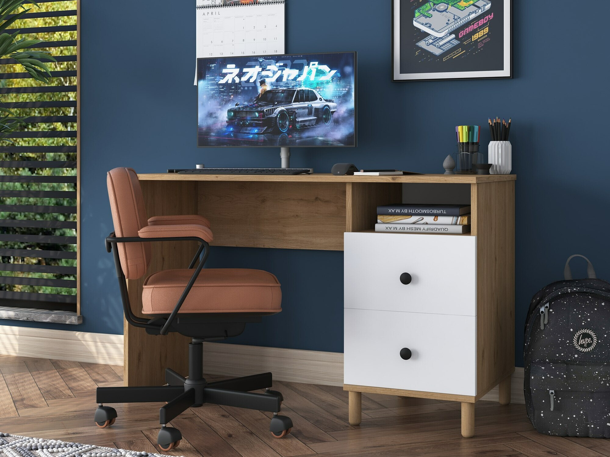 Uredski stol Catdelu 102 (Orah + Bijela)