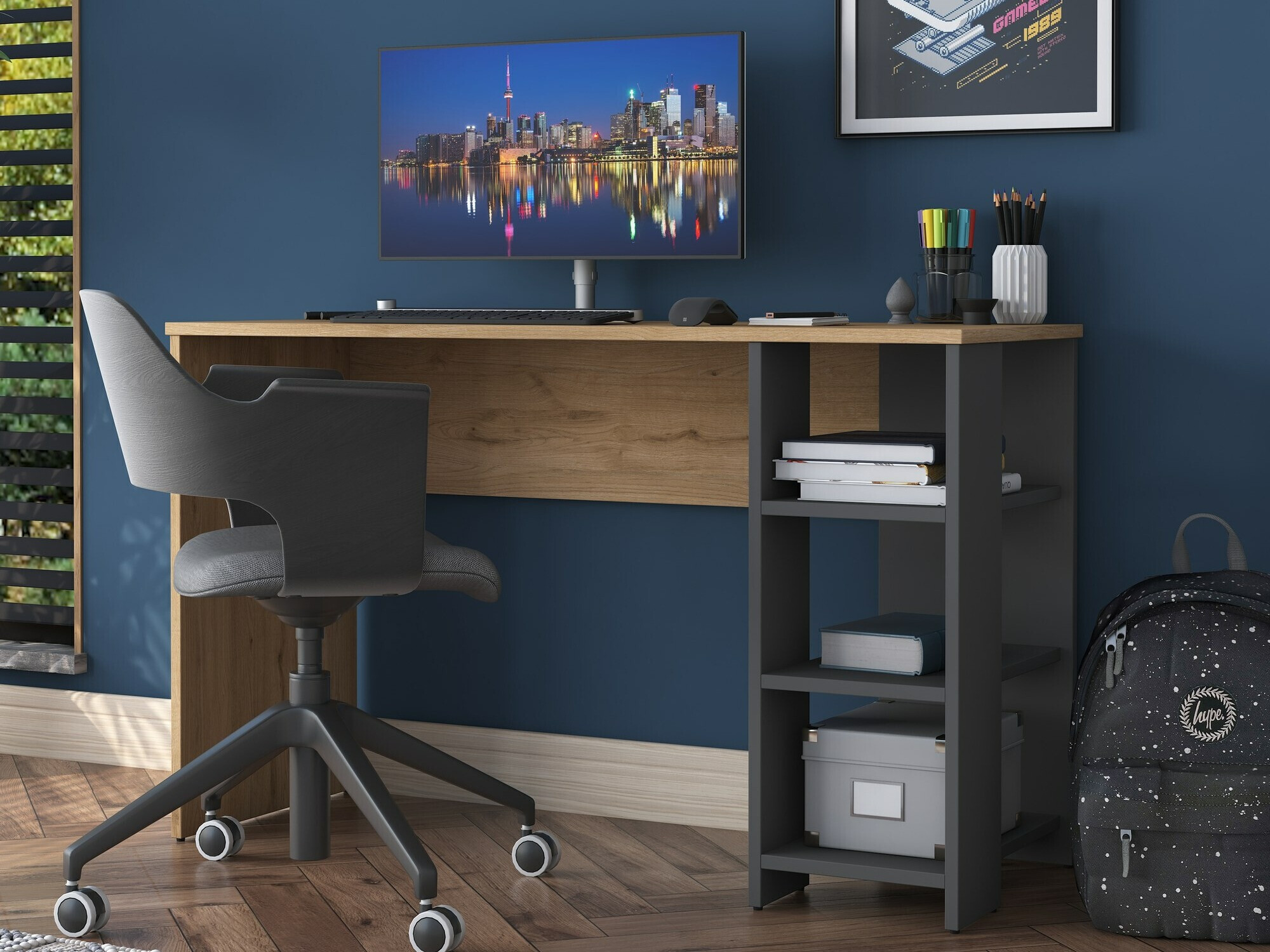 Uredski stol Catdelu 109 (Antracit + Orah)