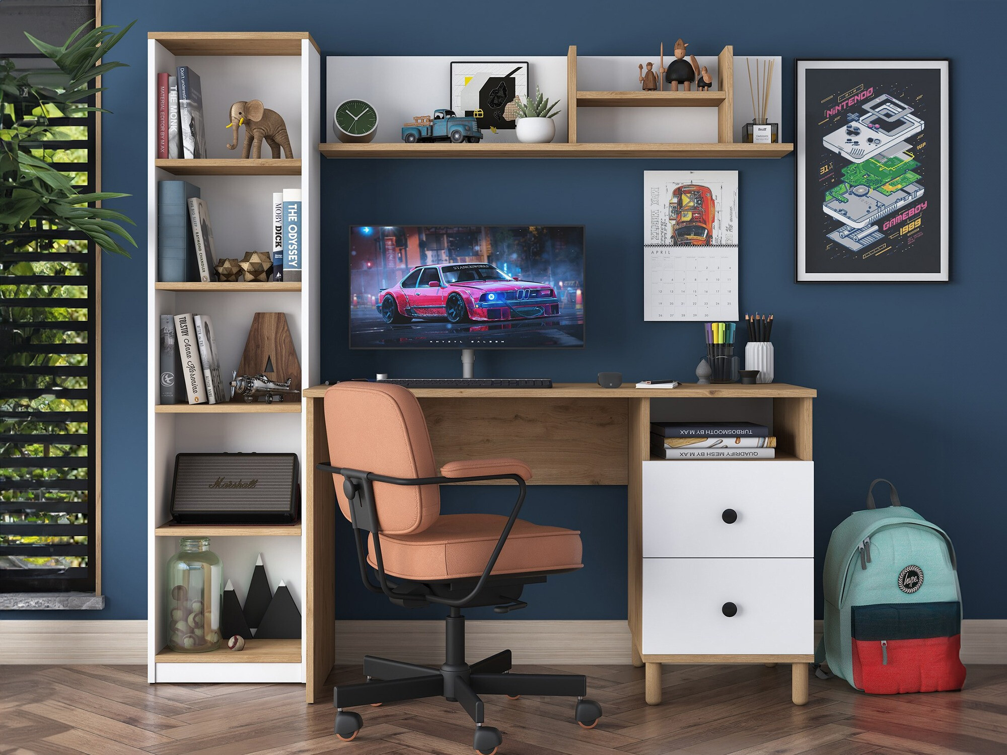 Set za kućni ured Catdelu 107 (Orah + Bijela)