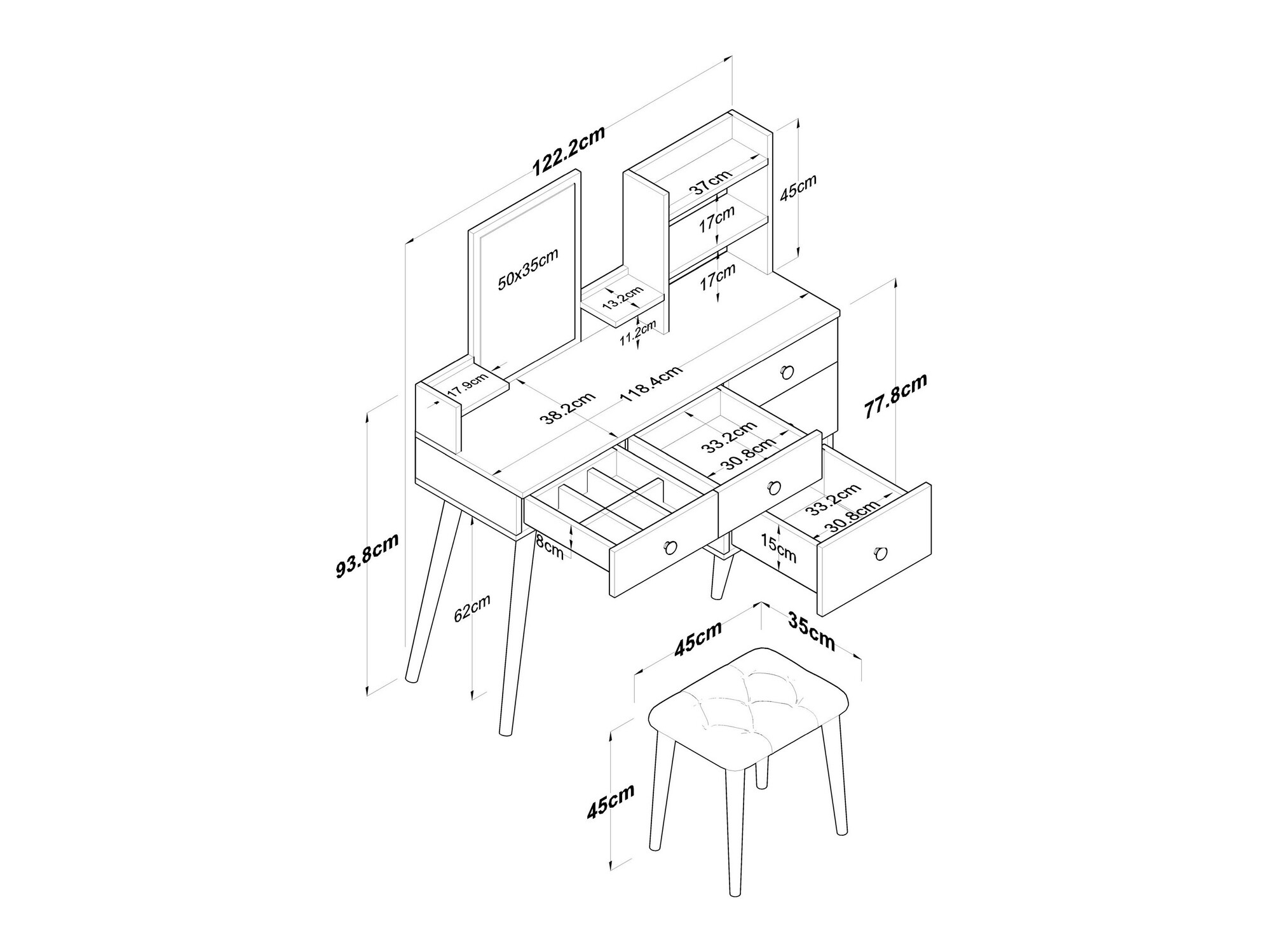 Toaletni stolić Kailua 2112