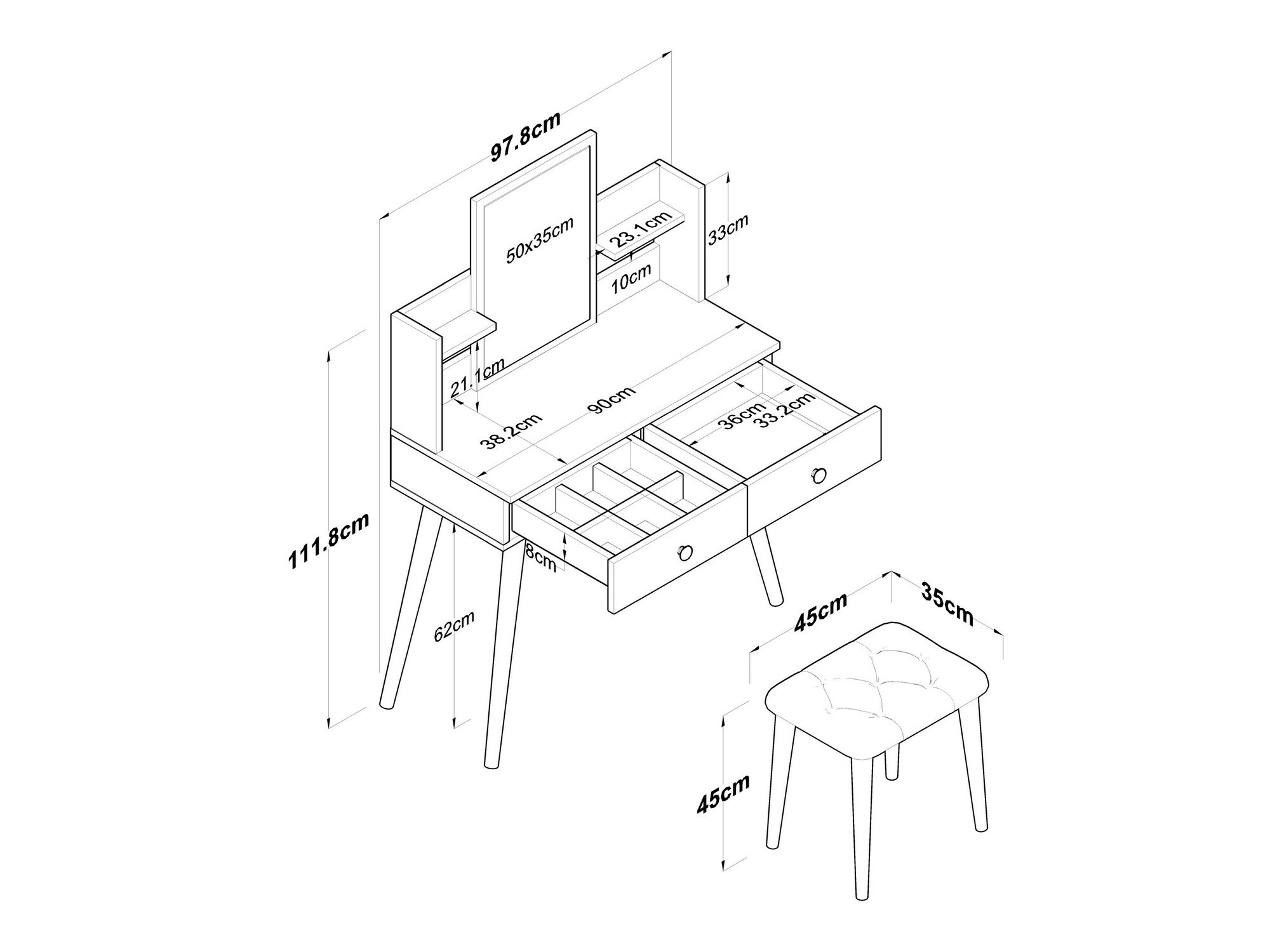 Toaletni stolić Kailua 2114