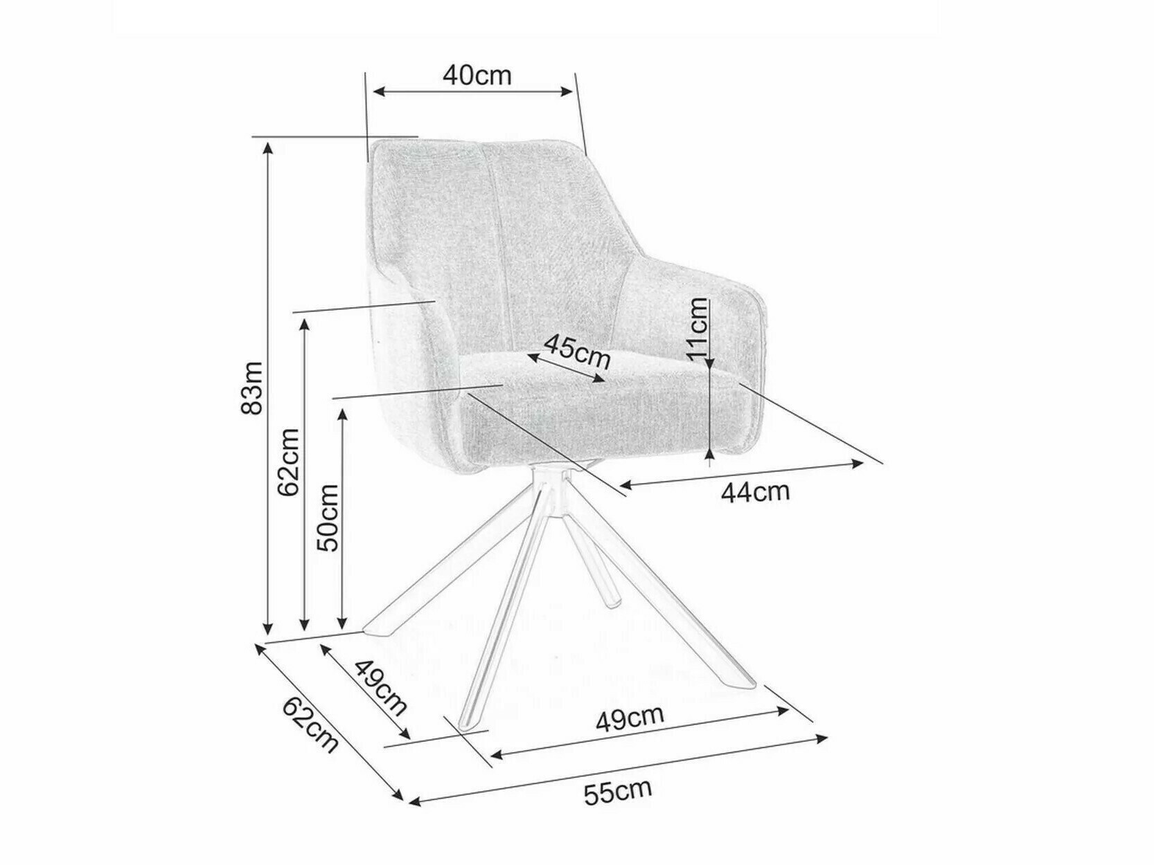 Stolica Detroit 144 (Tamno siva)