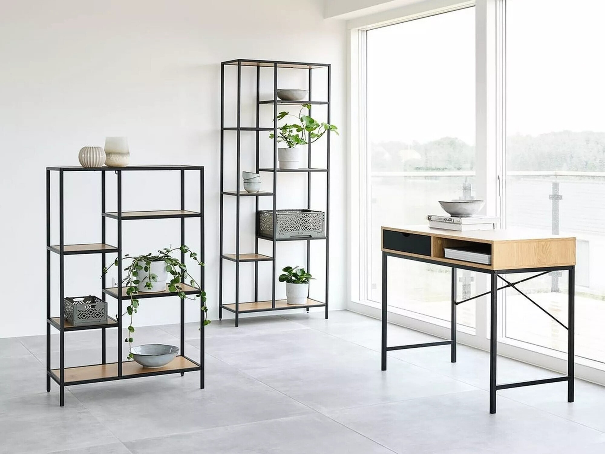 Polica Detroit 166 (Crna + Hrast)