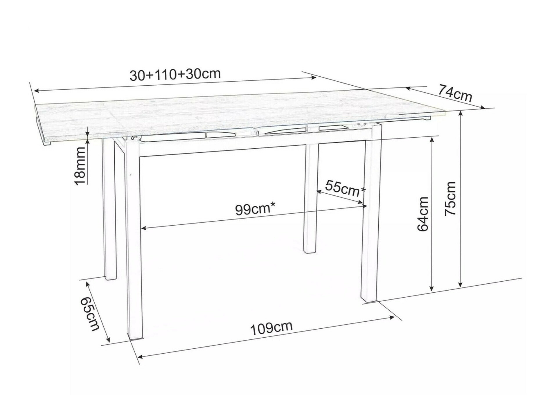Stol Detroit 169 (Crna)