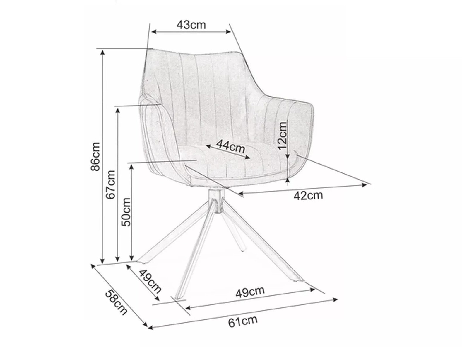 Stolica Detroit 226 (Siva)