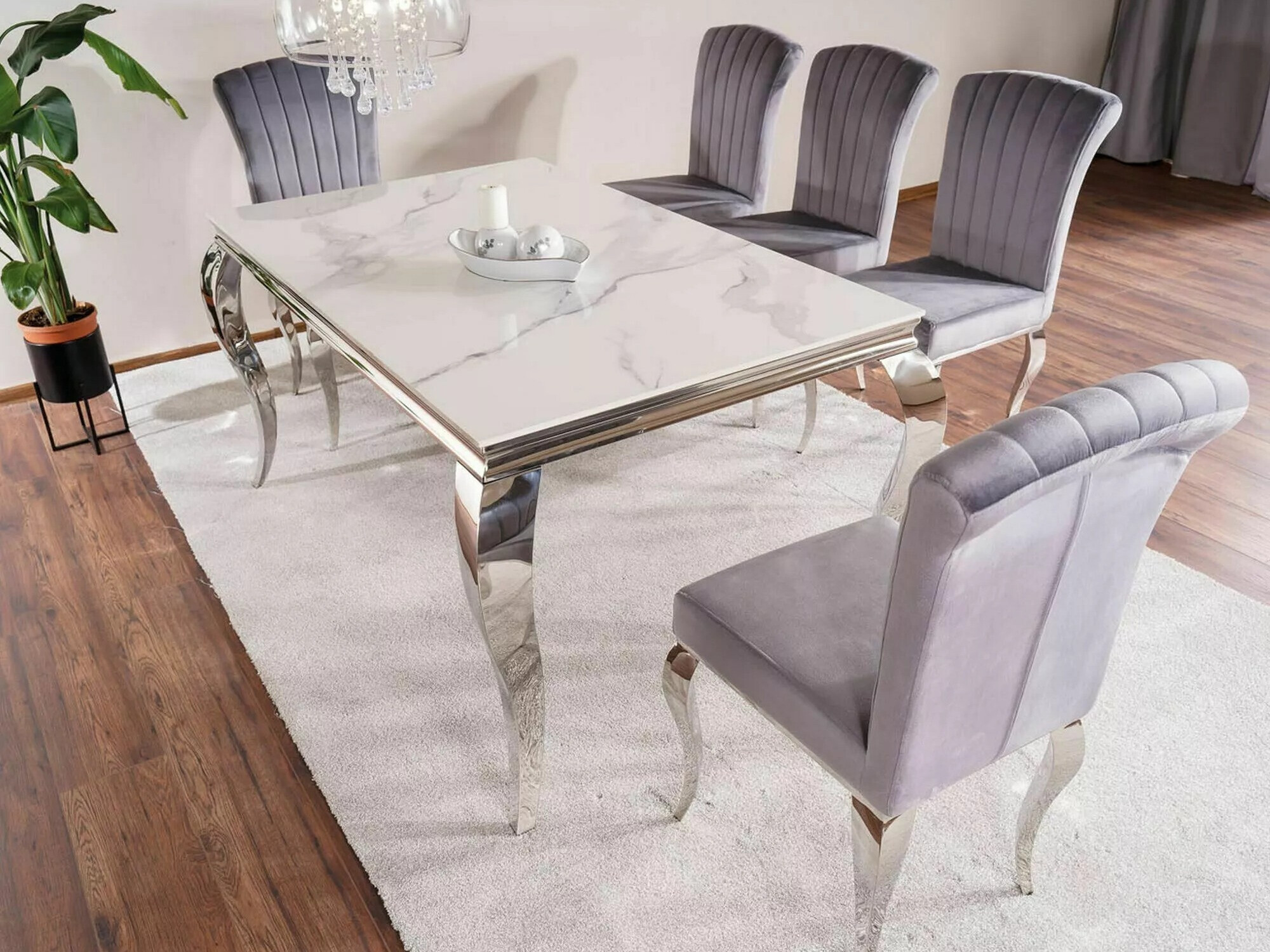 Stol Detroit 323 (Srebrna + Bijeli mramor)