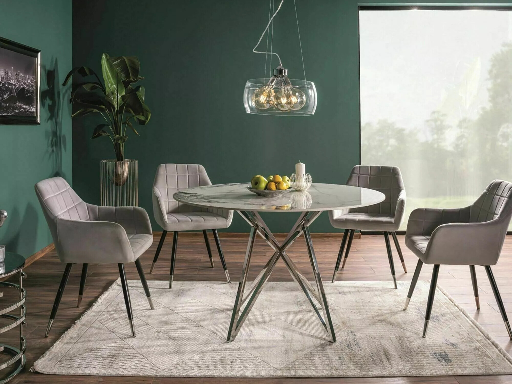 Stol Detroit 339 (Bijeli mramor + Srebrna)