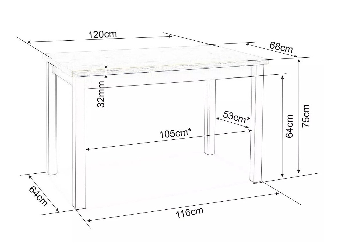 Stol Detroit 345 (Hrast Lancelot + Antracit)
