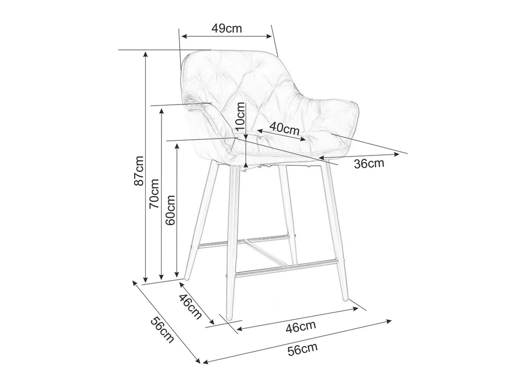 Polubarska stolica Detroit 362 (Siva)