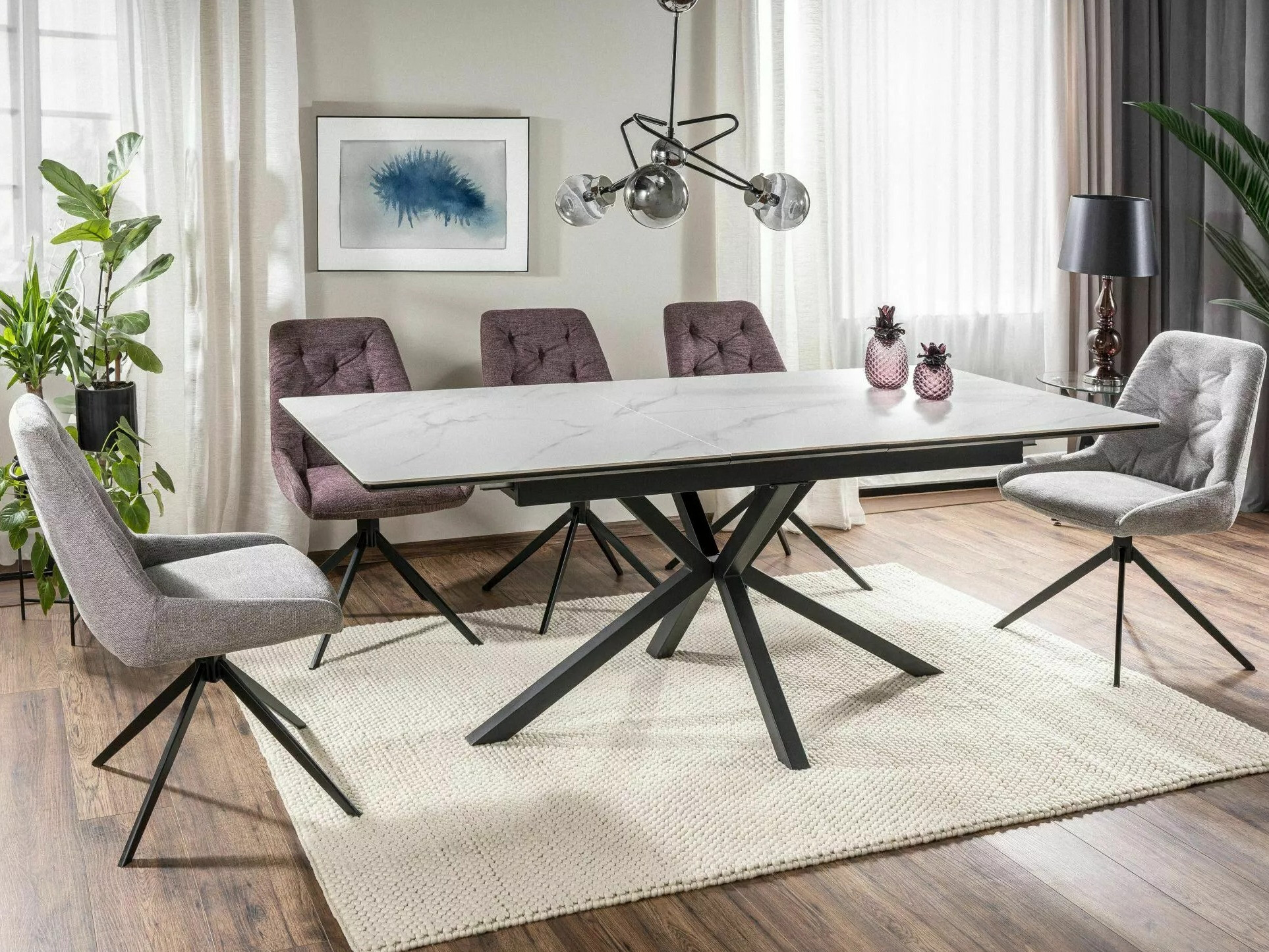 Stol Detroit 374 (Bijeli mramor + Crna)