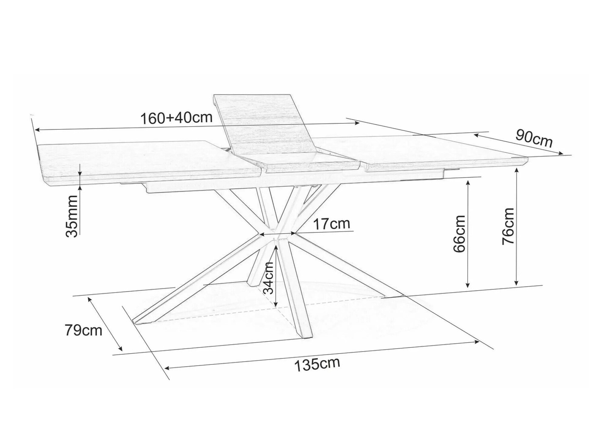 Stol Detroit 374 (Bijeli mramor + Crna)