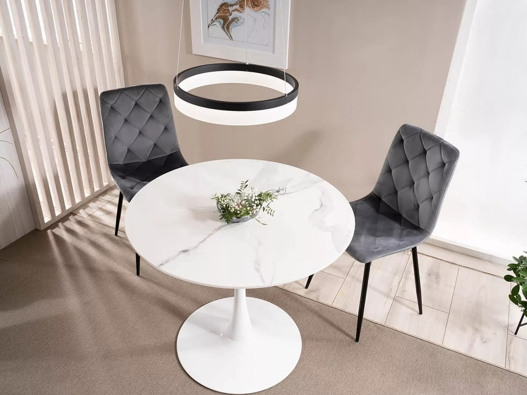 Stol Detroit 378 (Bijeli mramor + Bijela)