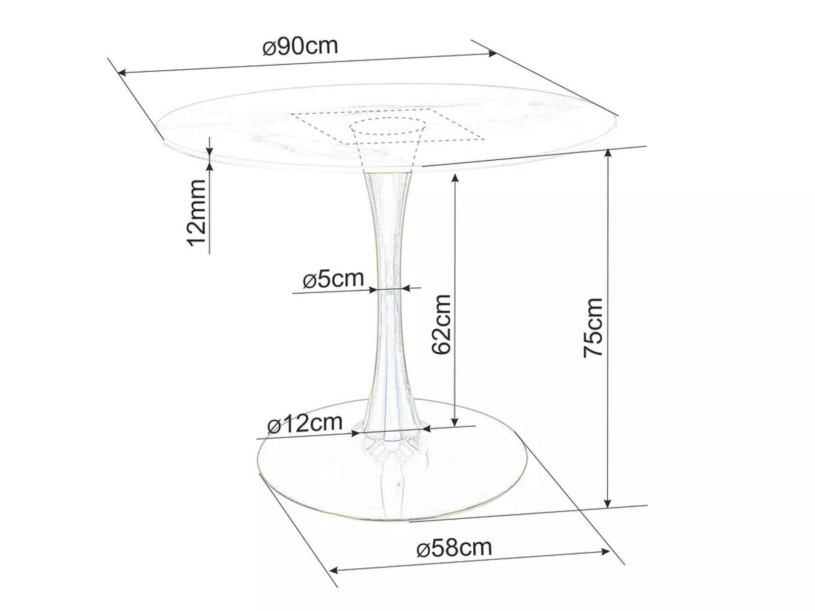 Stol Detroit 378 (Bijeli mramor + Bijela)