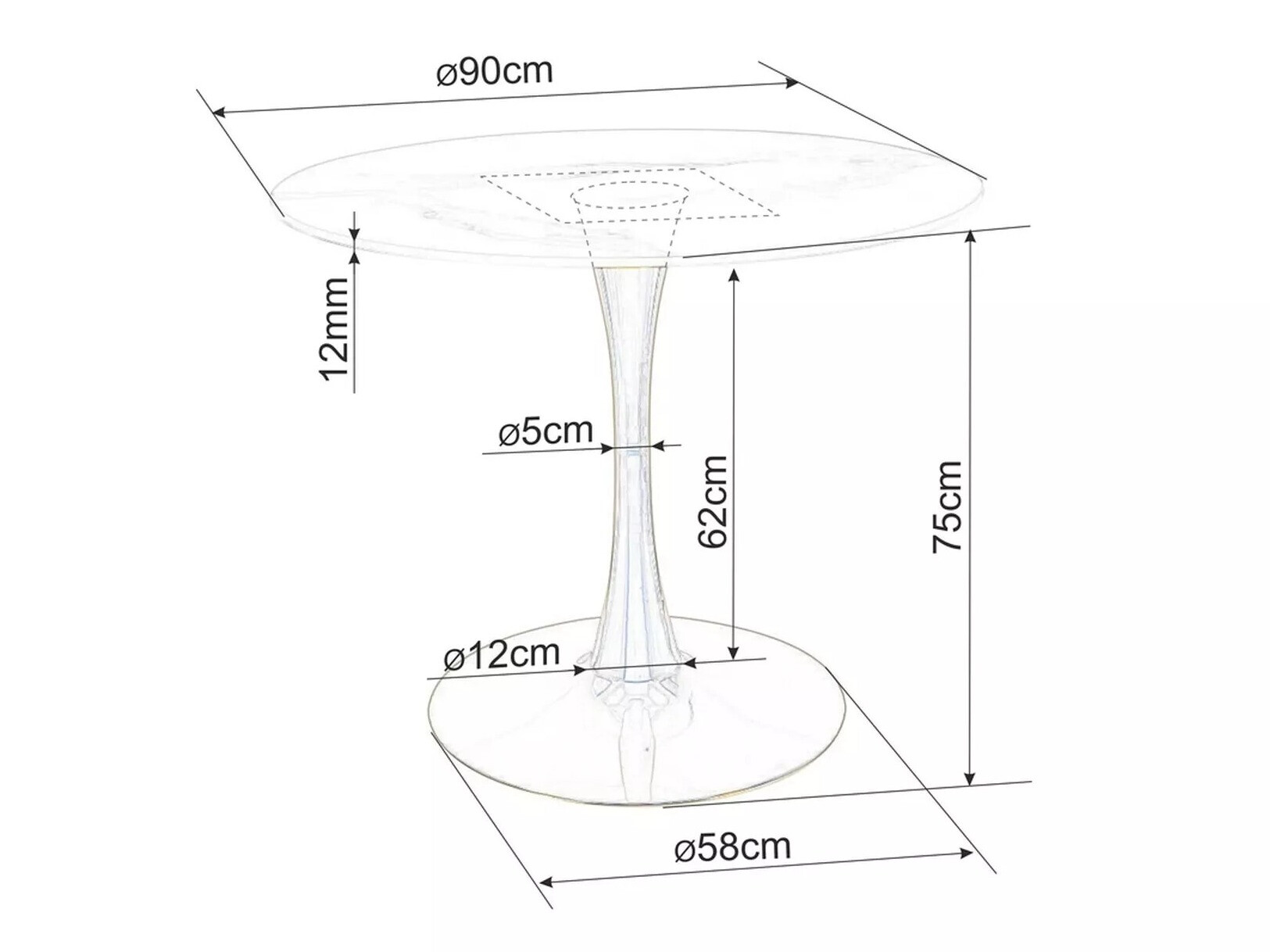 Stol Detroit 378 (Bijeli mramor + Zlatna)
