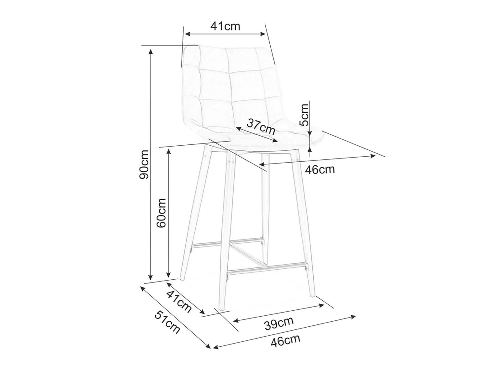 Polubarska stolica Detroit 393 (Crna)