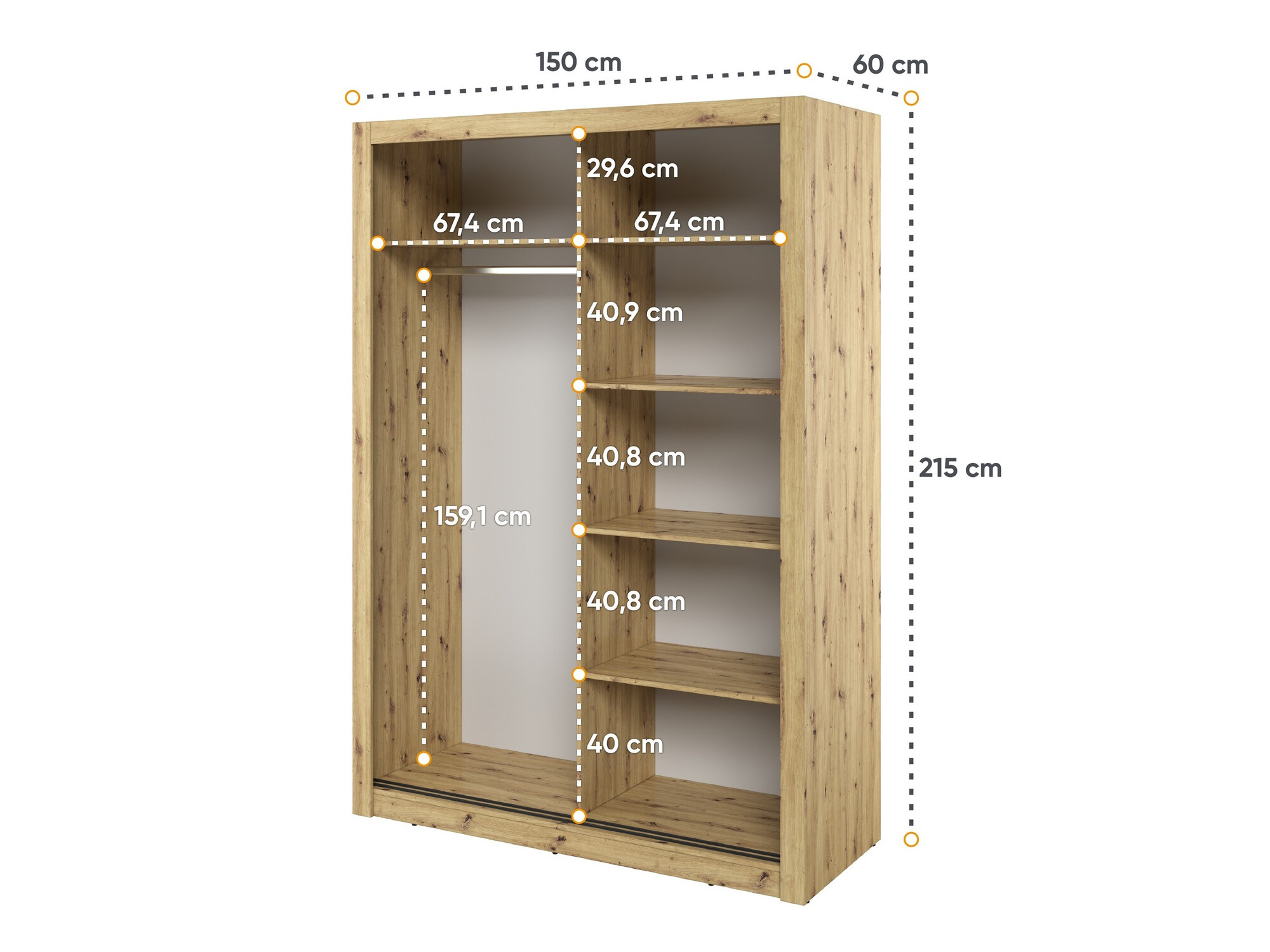 Ormar Fresno 152 (Hrast Artisan)