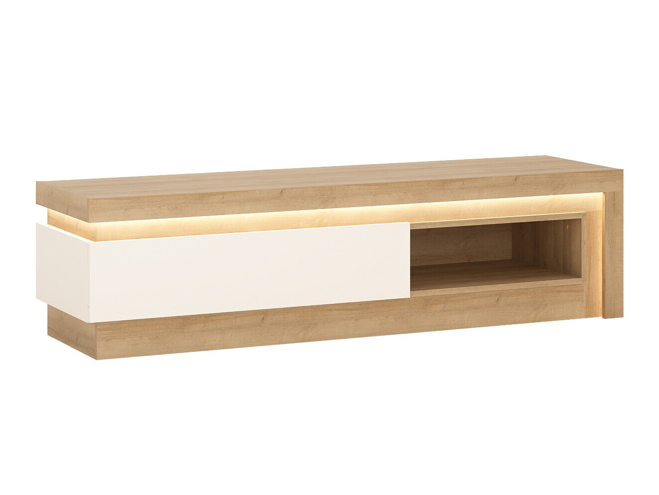 TV stol Feldeli 102 (Riviera hrast + Sjajno bijela)