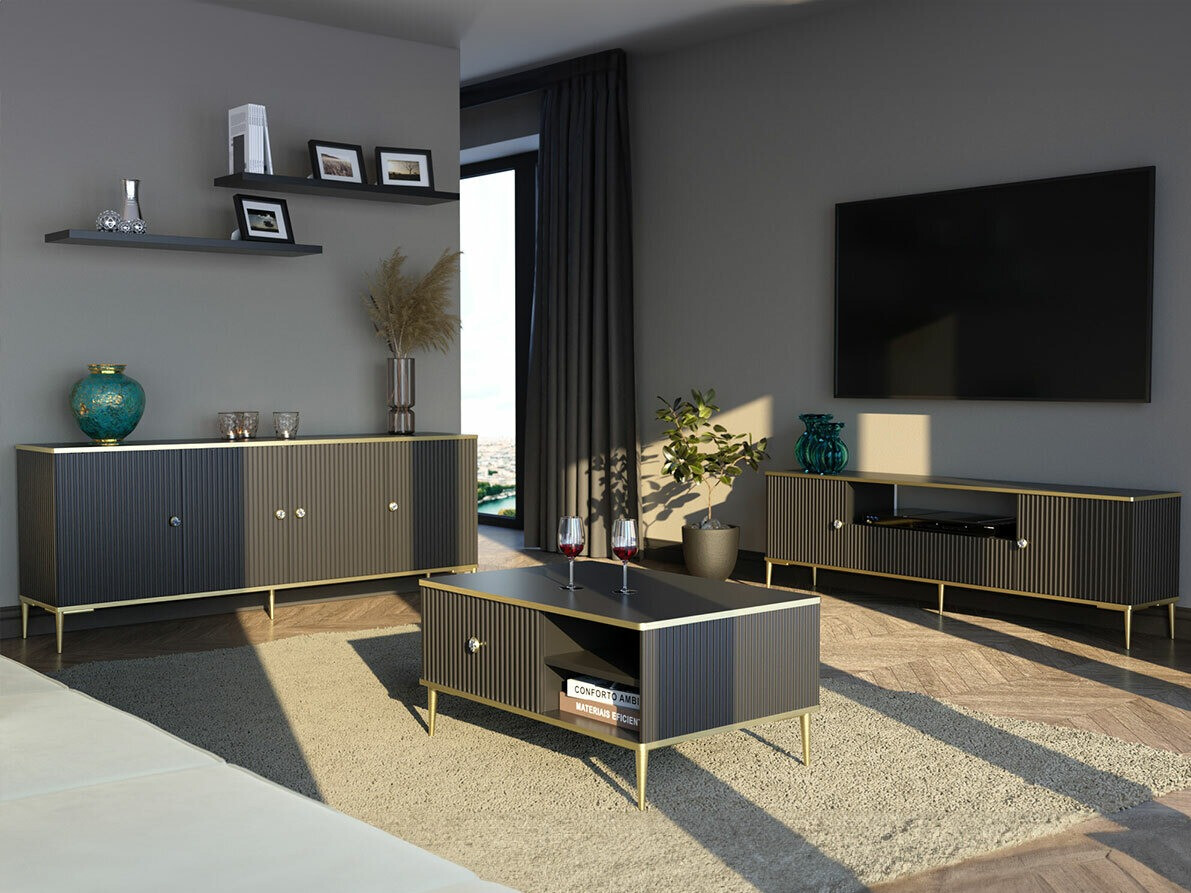 Dnevni boravak Romciro 103 (Crna + Zlatno)