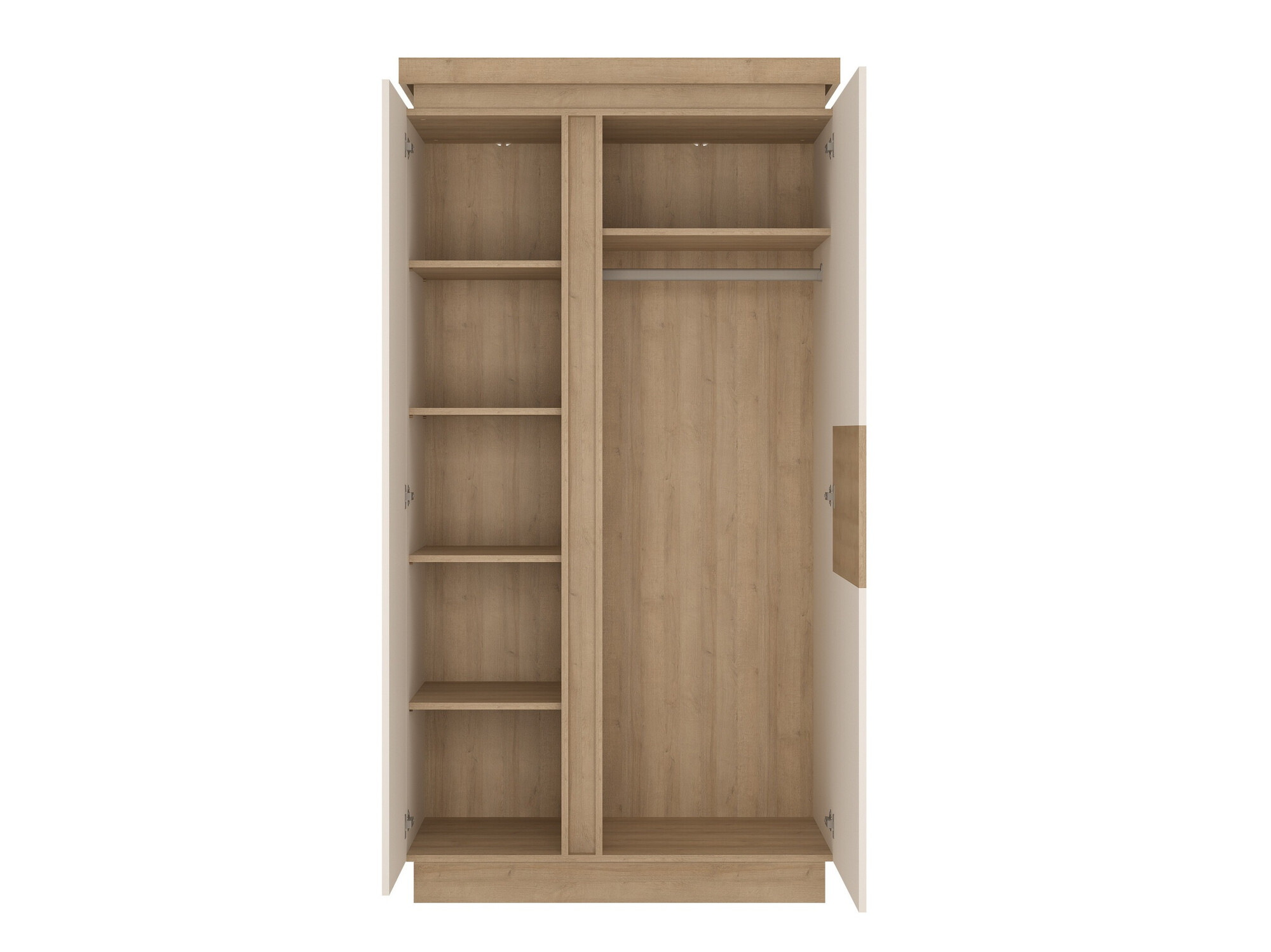 Ormar Feldeli 106 (Riviera hrast + Sjajno bijela)