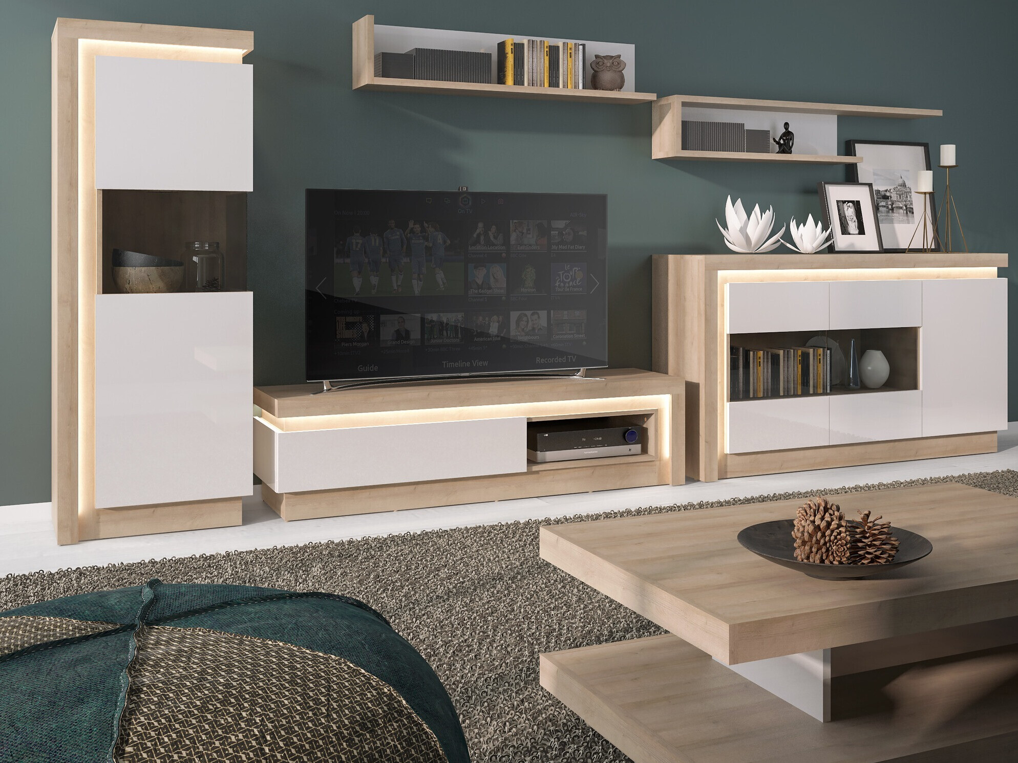 Ormarić Feldeli 104 (Riviera hrast + Sjajno bijela)