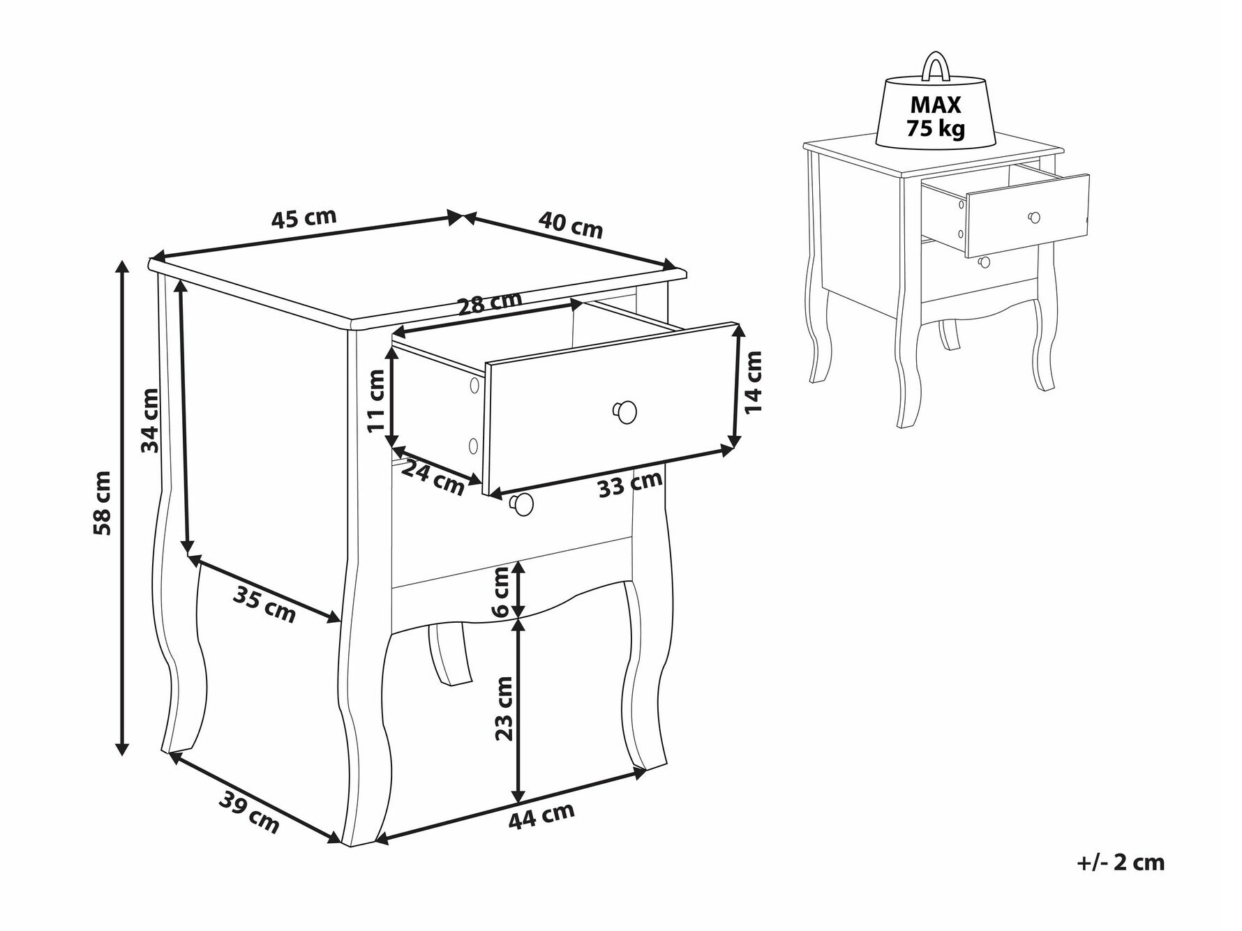 Noćni ormarić Berwyn 2014