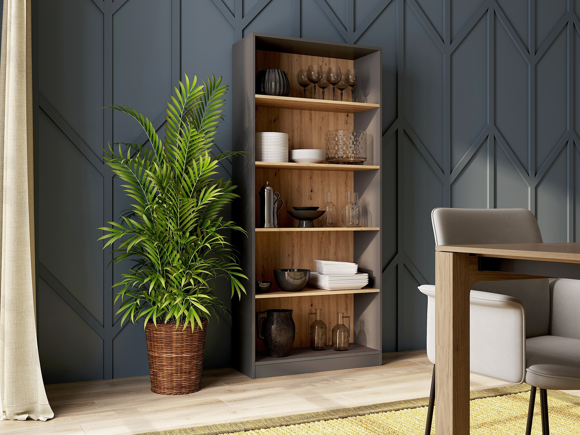 Polica Mandeville 253 (Antracit + Hrast Artisan)