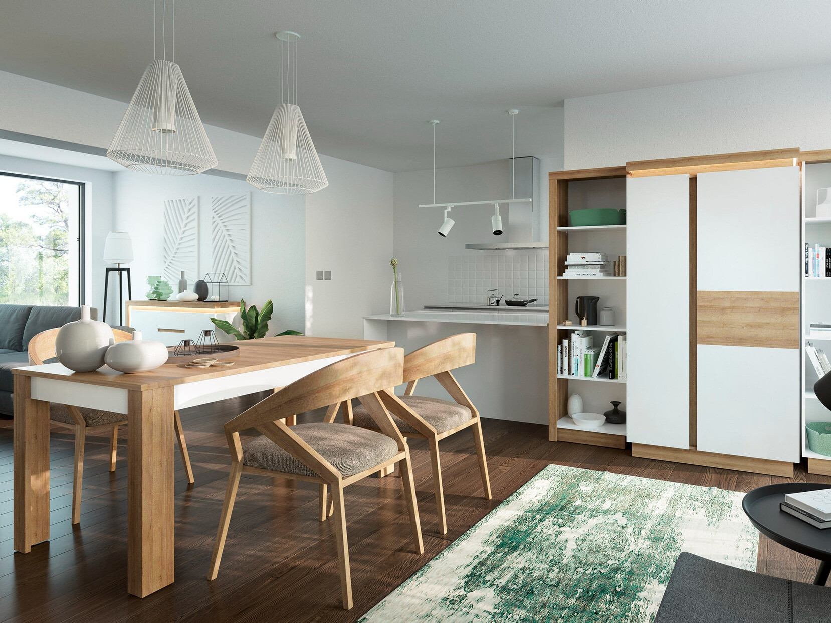 Stol Feldeli 119 (Riviera hrast + Sjajno bijela)