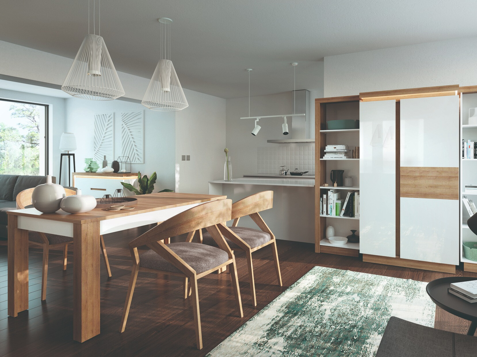 Stol Feldeli 119 (Riviera hrast + Sjajno bijela)