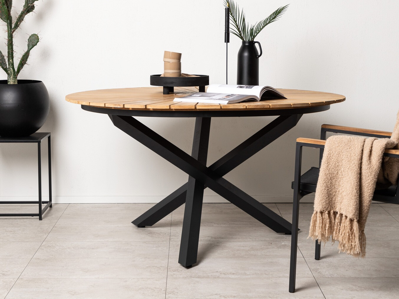 Vrtni stol Dallas 5223 (Crna + Tikovina)