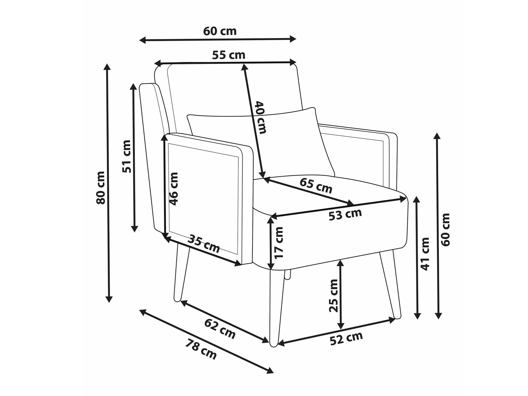 Fotelja Berwyn 2026 (Narančasta + Svijetlo drvo)