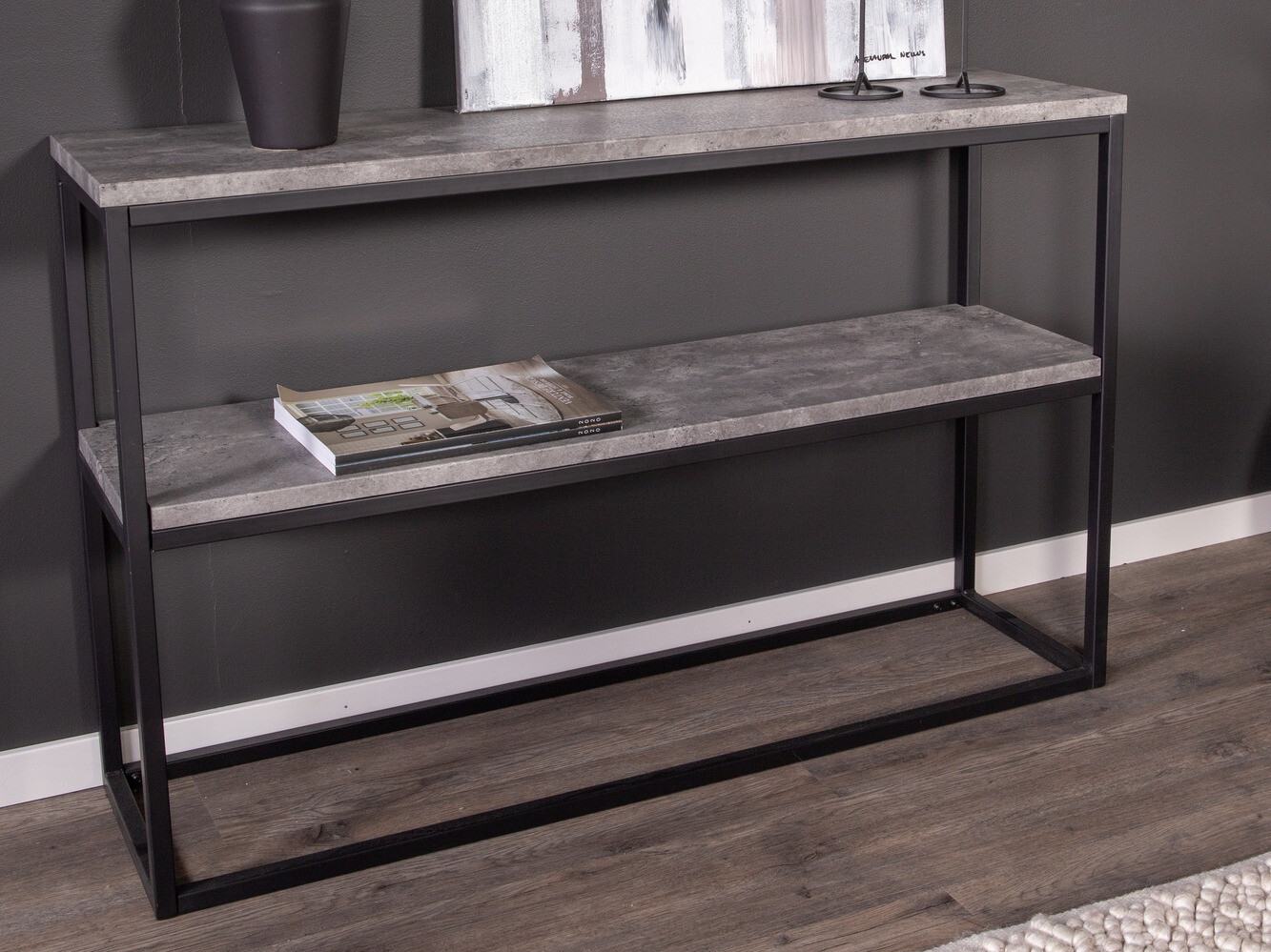Konzolni stolić Dallas 2521 (Boja betona + Crna)