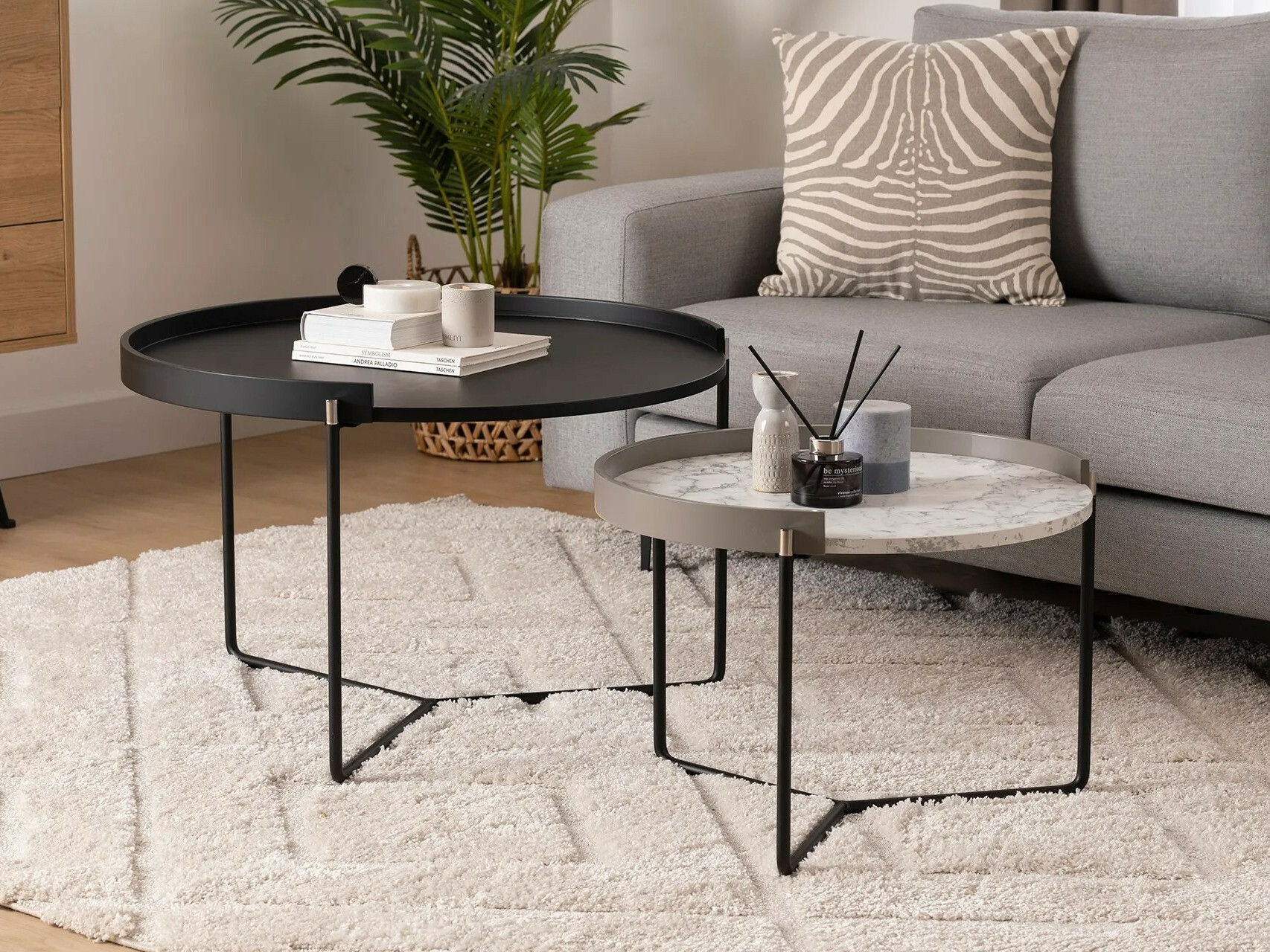 Set stolića za kavu Kailua 2135 (Antracit + Sivi mramor)