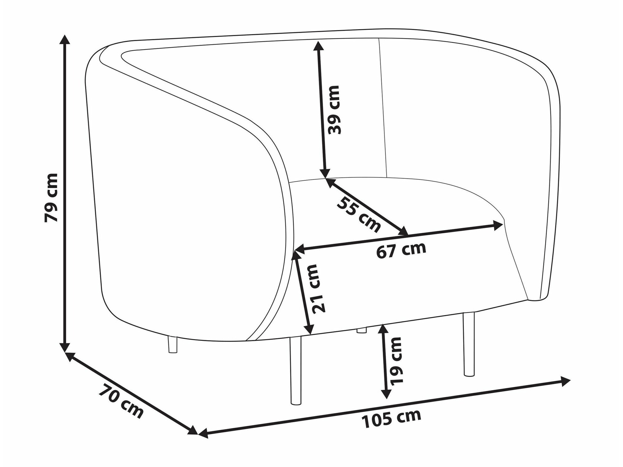 Fotelja Berwyn 122 (Bijela + Crna)
