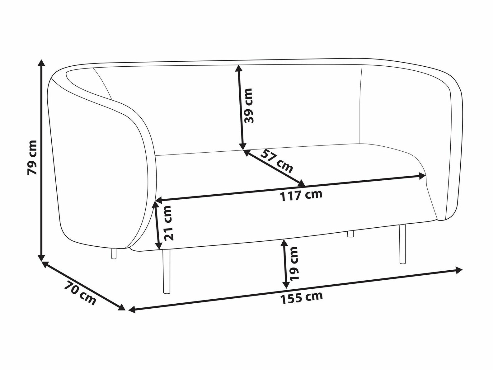 Kauč Berwyn 2042 (Narančasta + Crna)