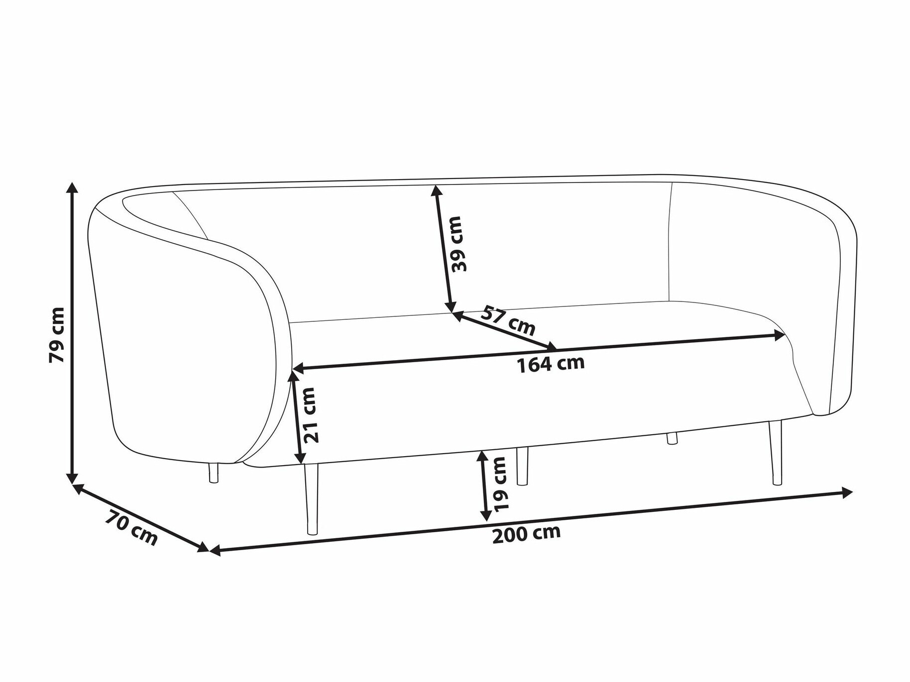 Kauč Berwyn 2044 (Crna)