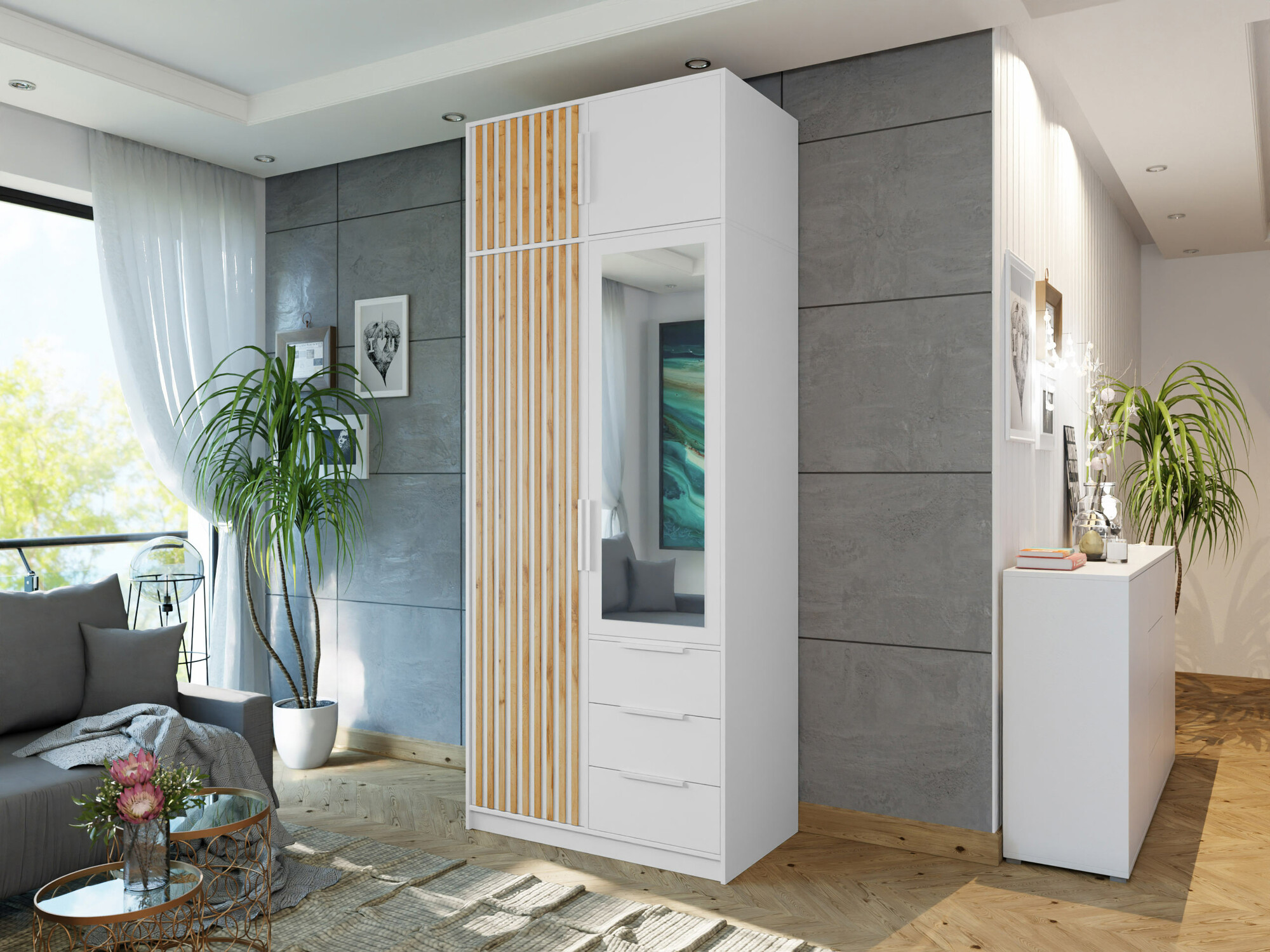 Ormar Enolevo 104 (Bijela + Hrast Wotan)