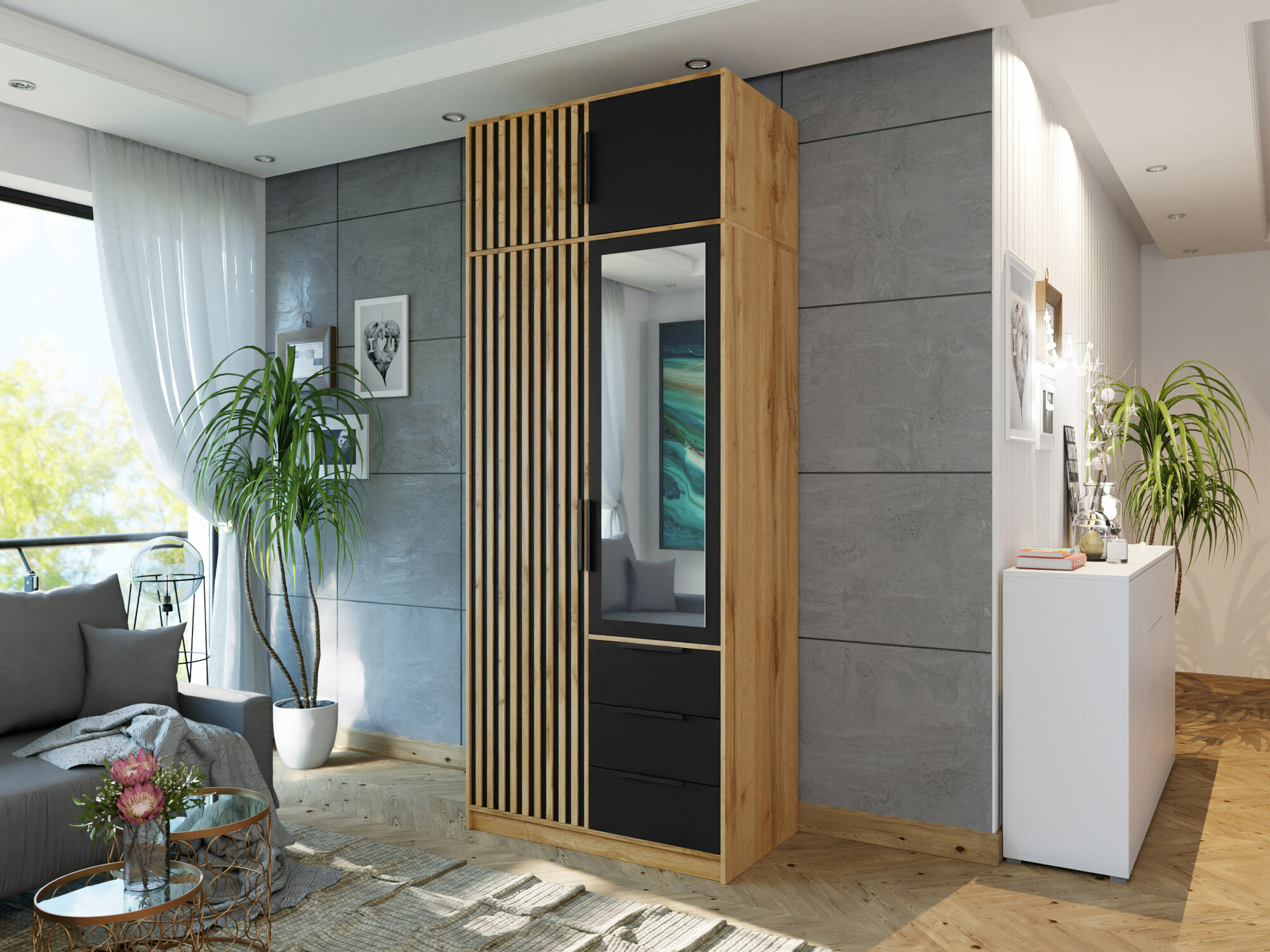 Ormar Enolevo 104 (Hrast Wotan + Crna)