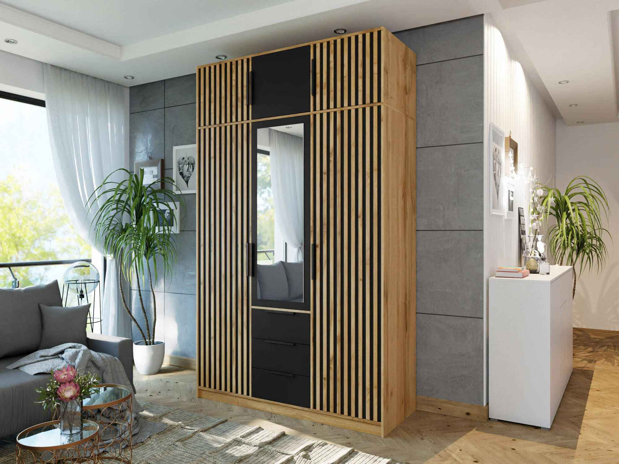 Ormar Enolevo 106 (Hrast Wotan + Crna)