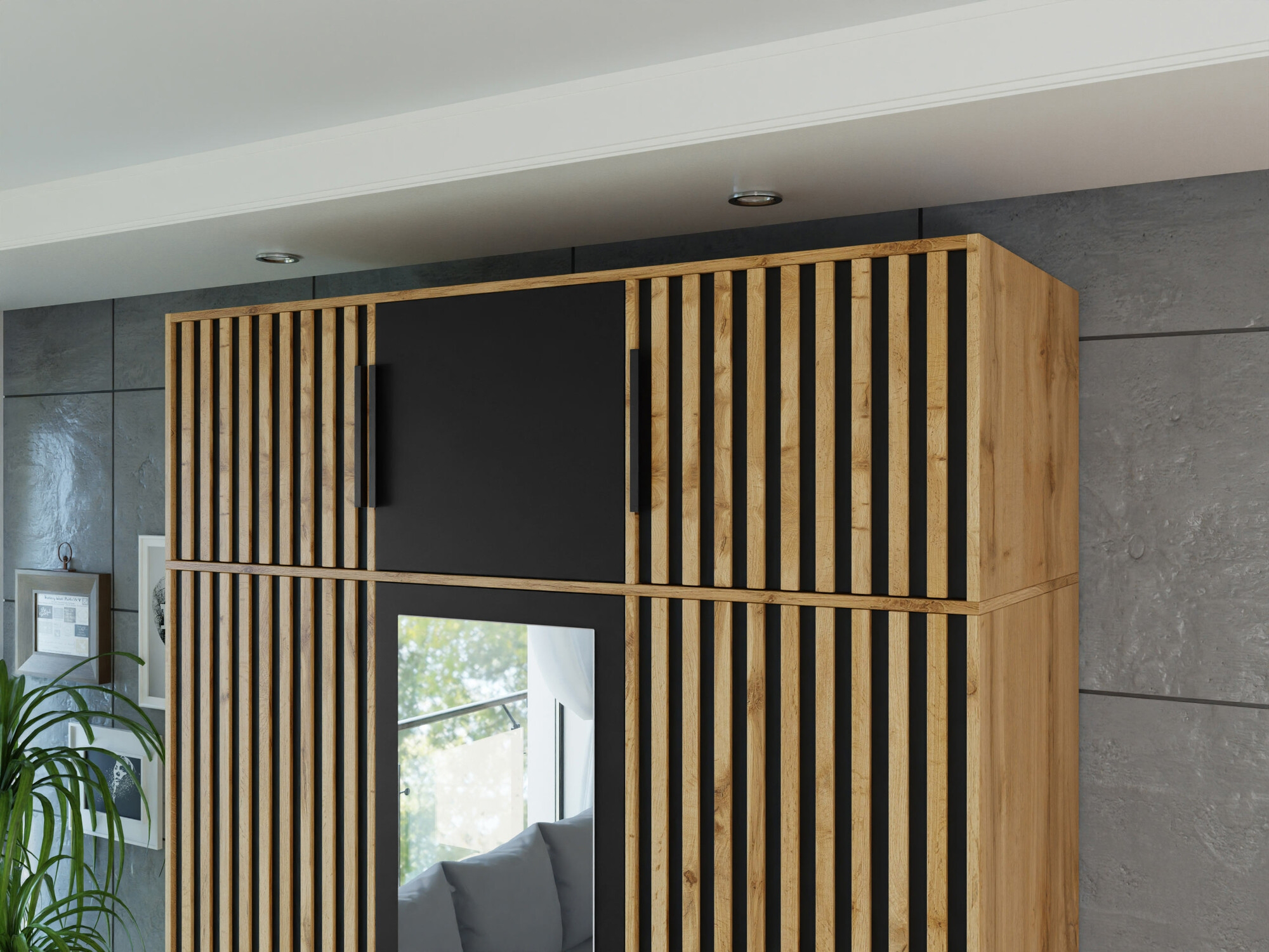 Ormarić Collis I (Hrast Wotan + Crna)