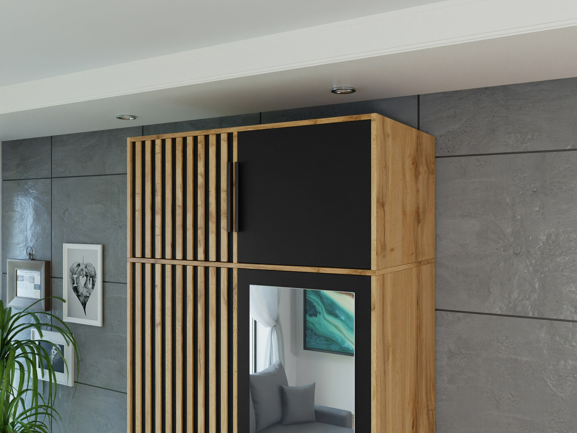 Ormarić Enolevo 103 (Hrast Wotan + Crna)