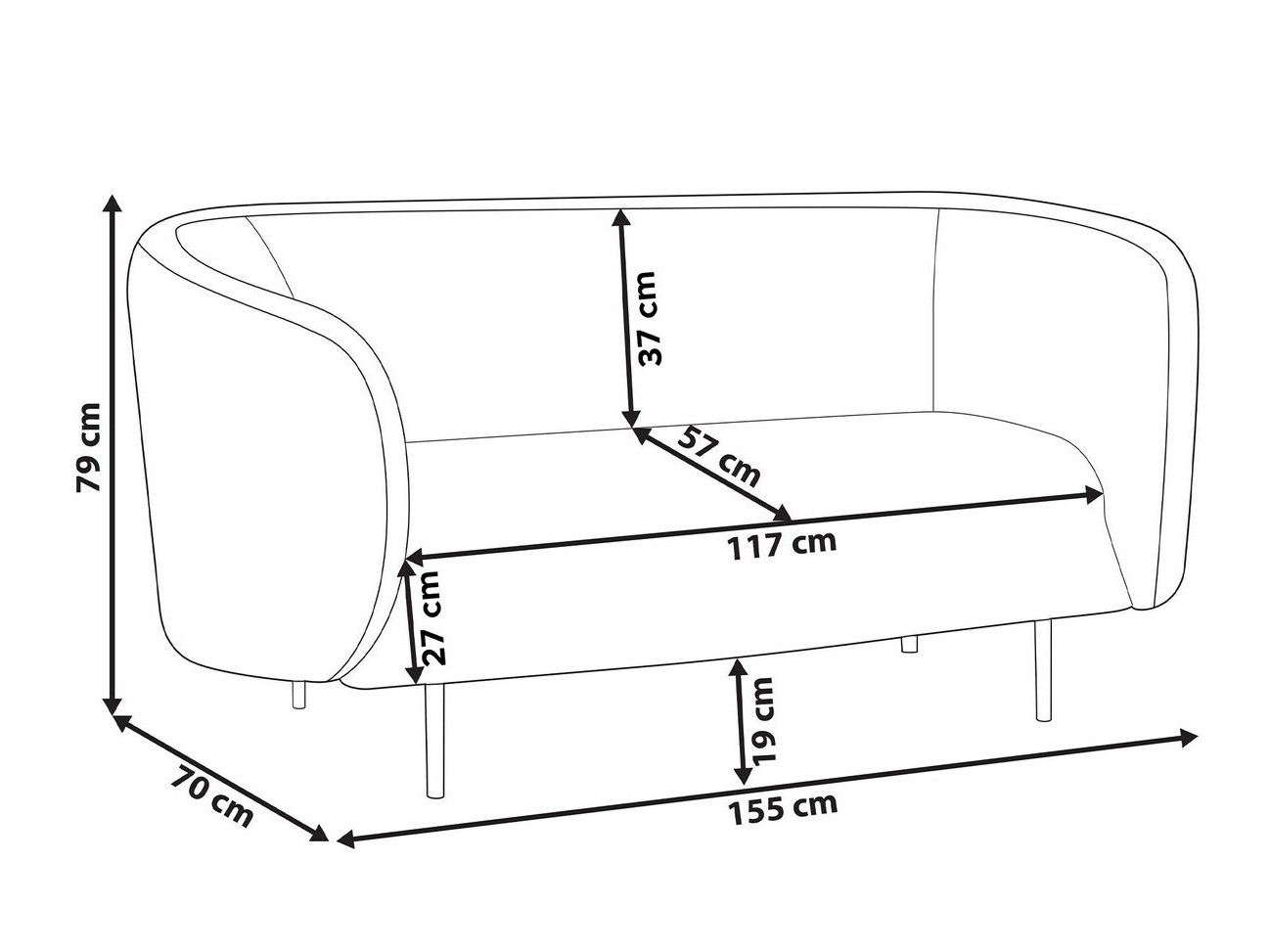 Sofa Berwyn 123 (Crna + Zlatno)
