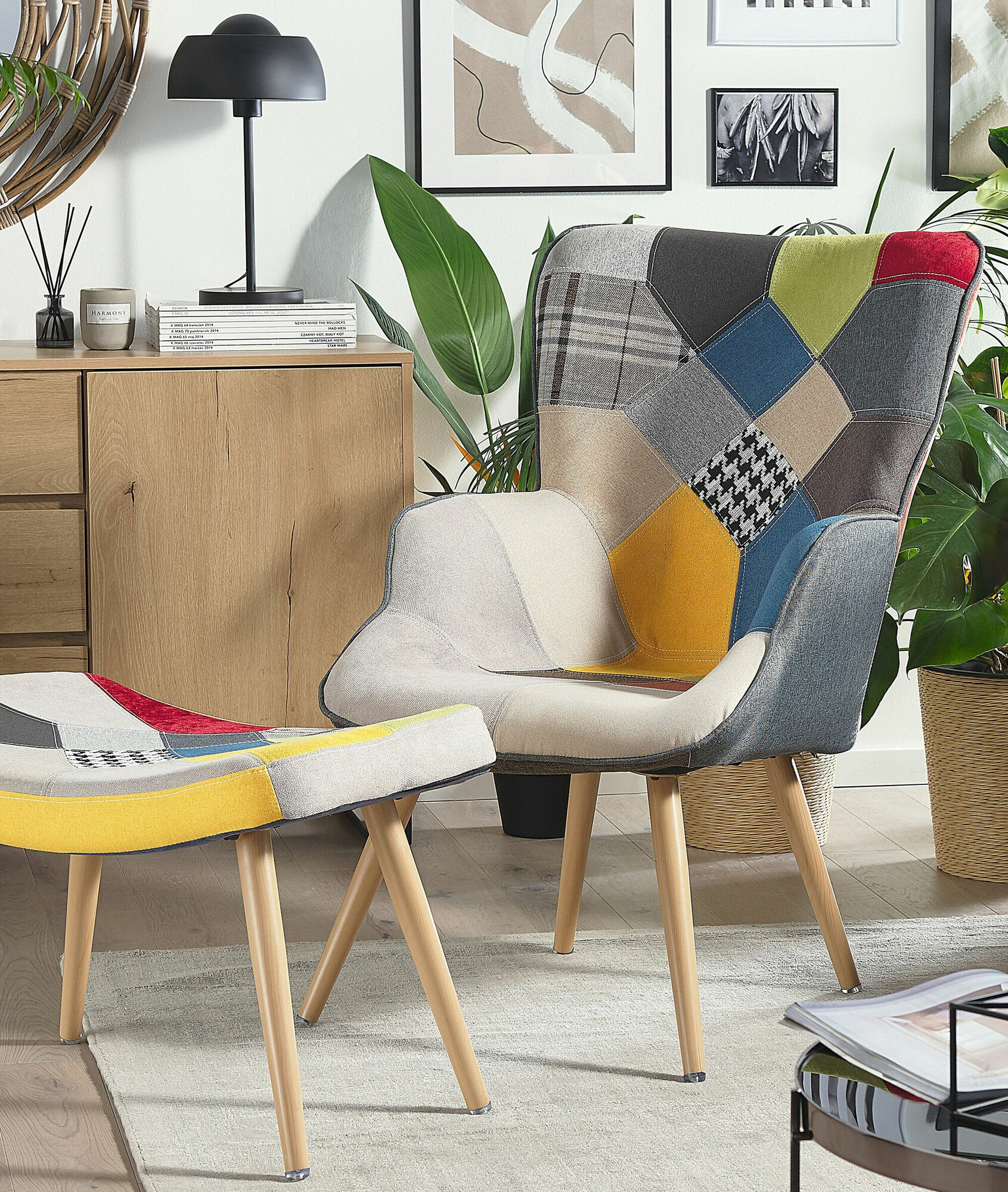 Fotelja Berwyn 2048 (Crna + Plava + Žuta)