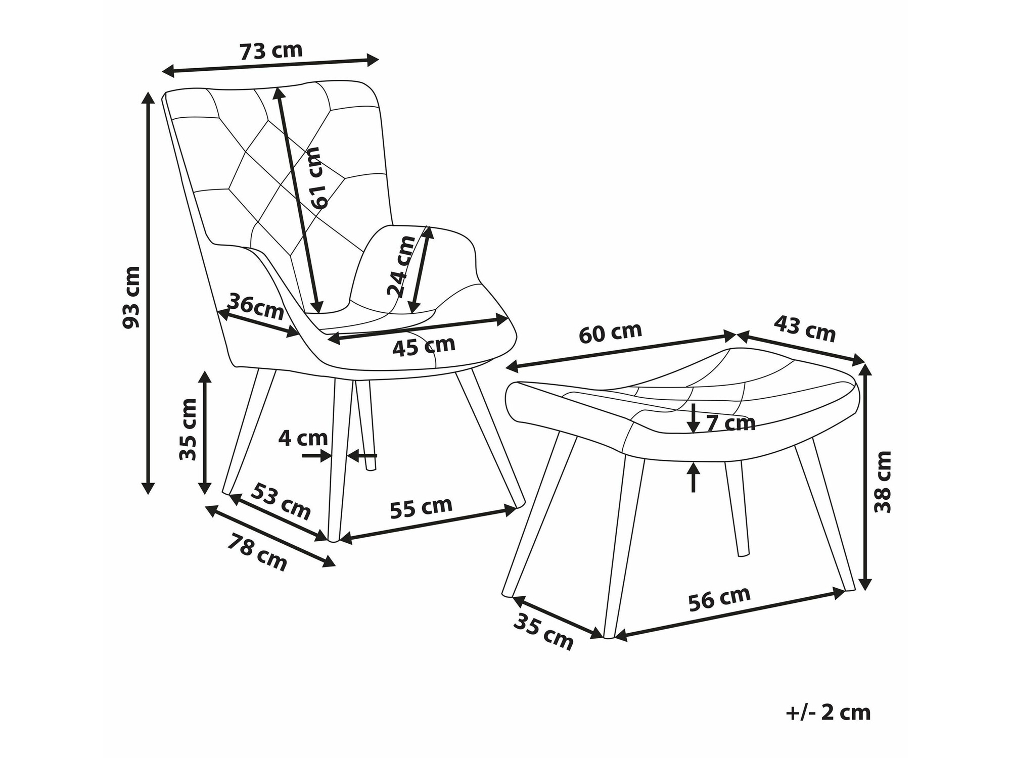 Fotelja Berwyn 2048 (Crna + Plava + Žuta)