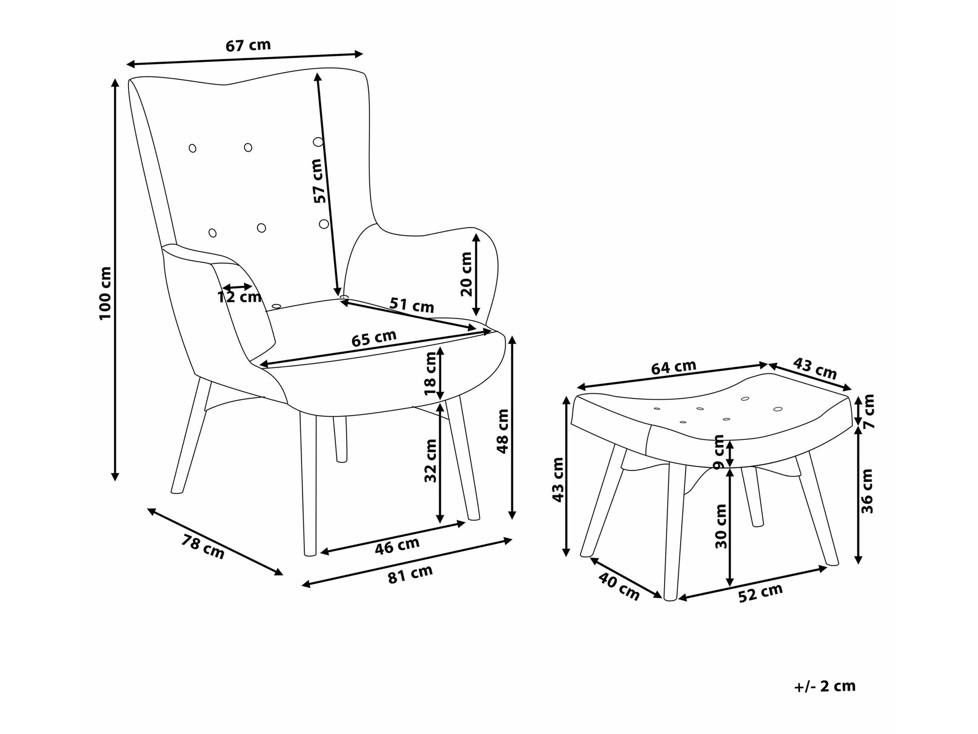 Fotelja Berwyn 450 (Bijela + Svijetlo drvo)