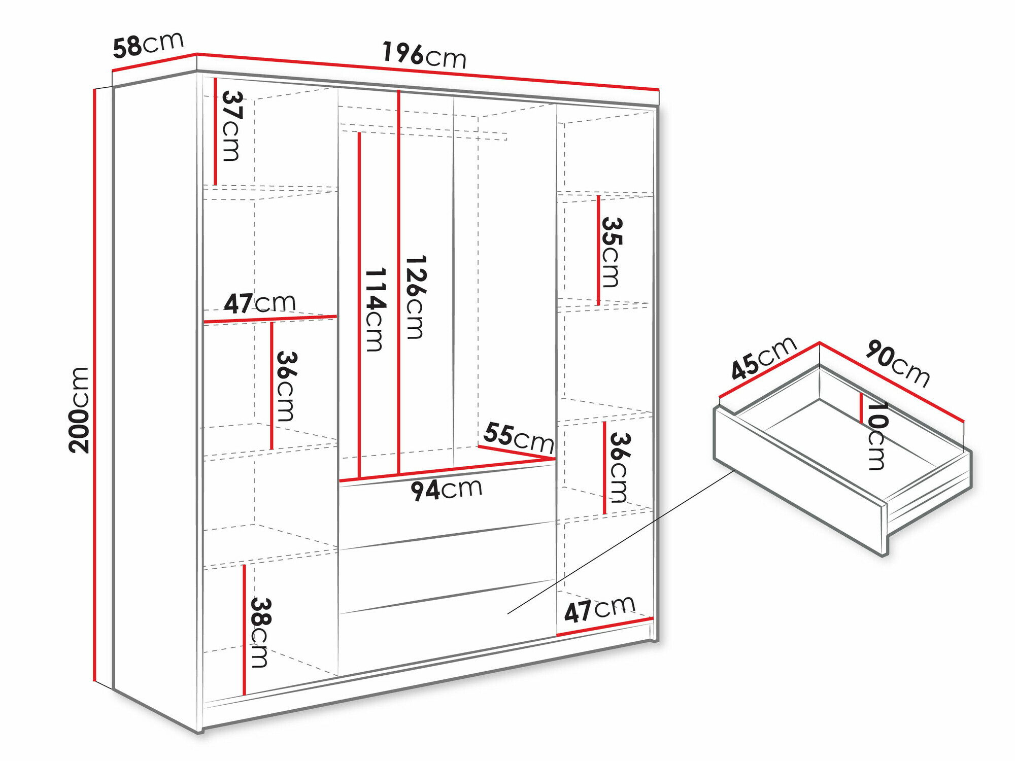 Ormar Enolevo 108 (Hrast Wotan + Crna)