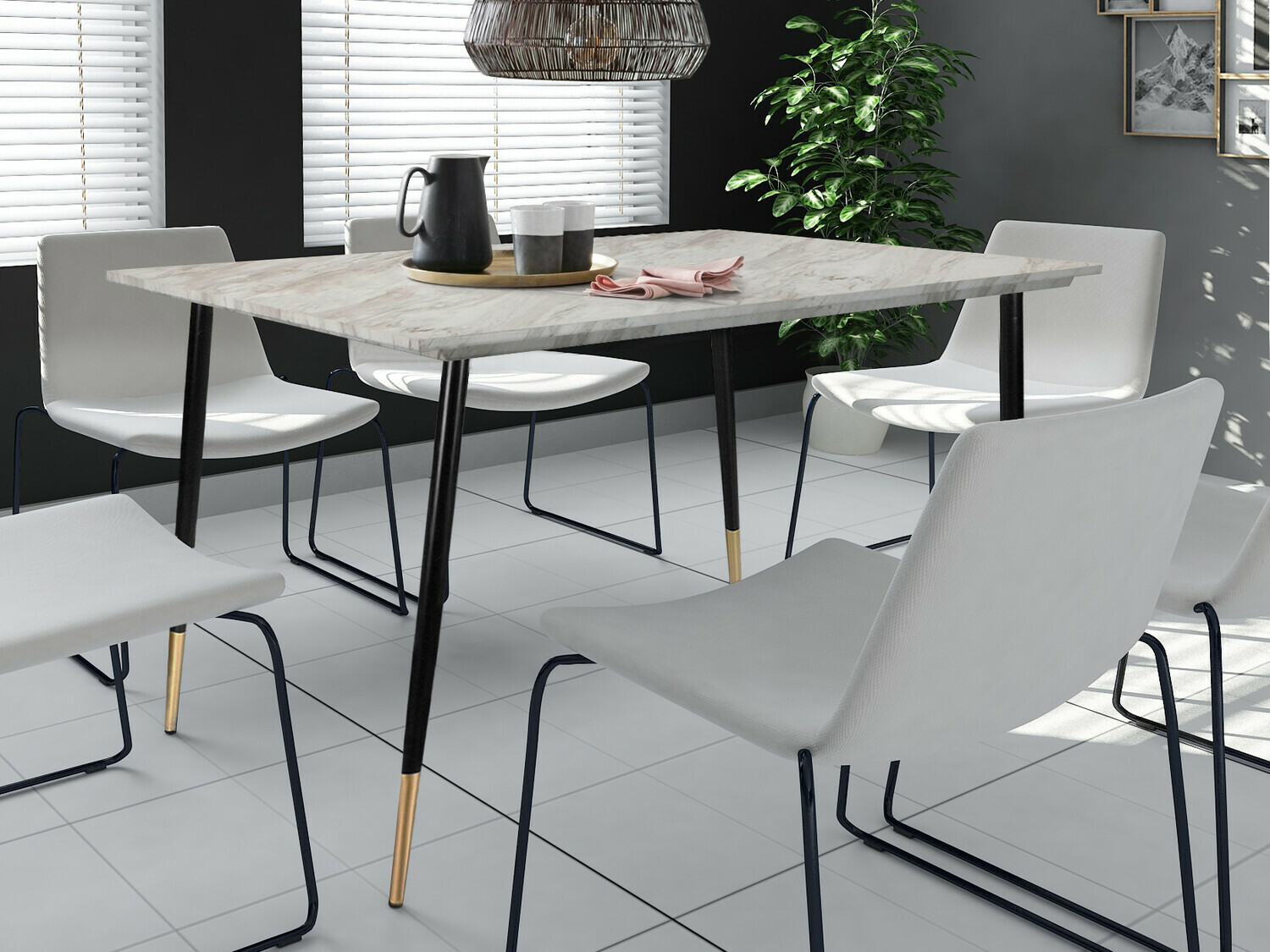 Stol Denton 760 (Crna + Zlatna + Sivi mramor)