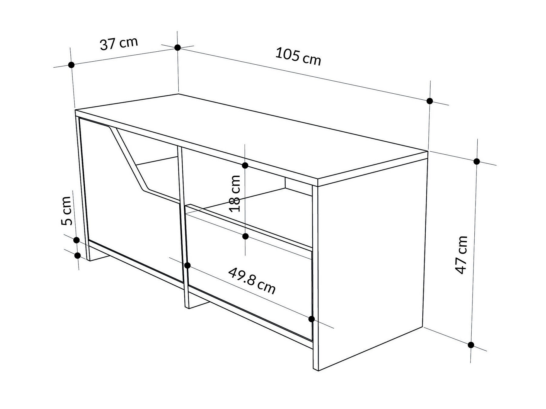 Ormarić za cipele Asheboro 111 (Bijela + Hrast)