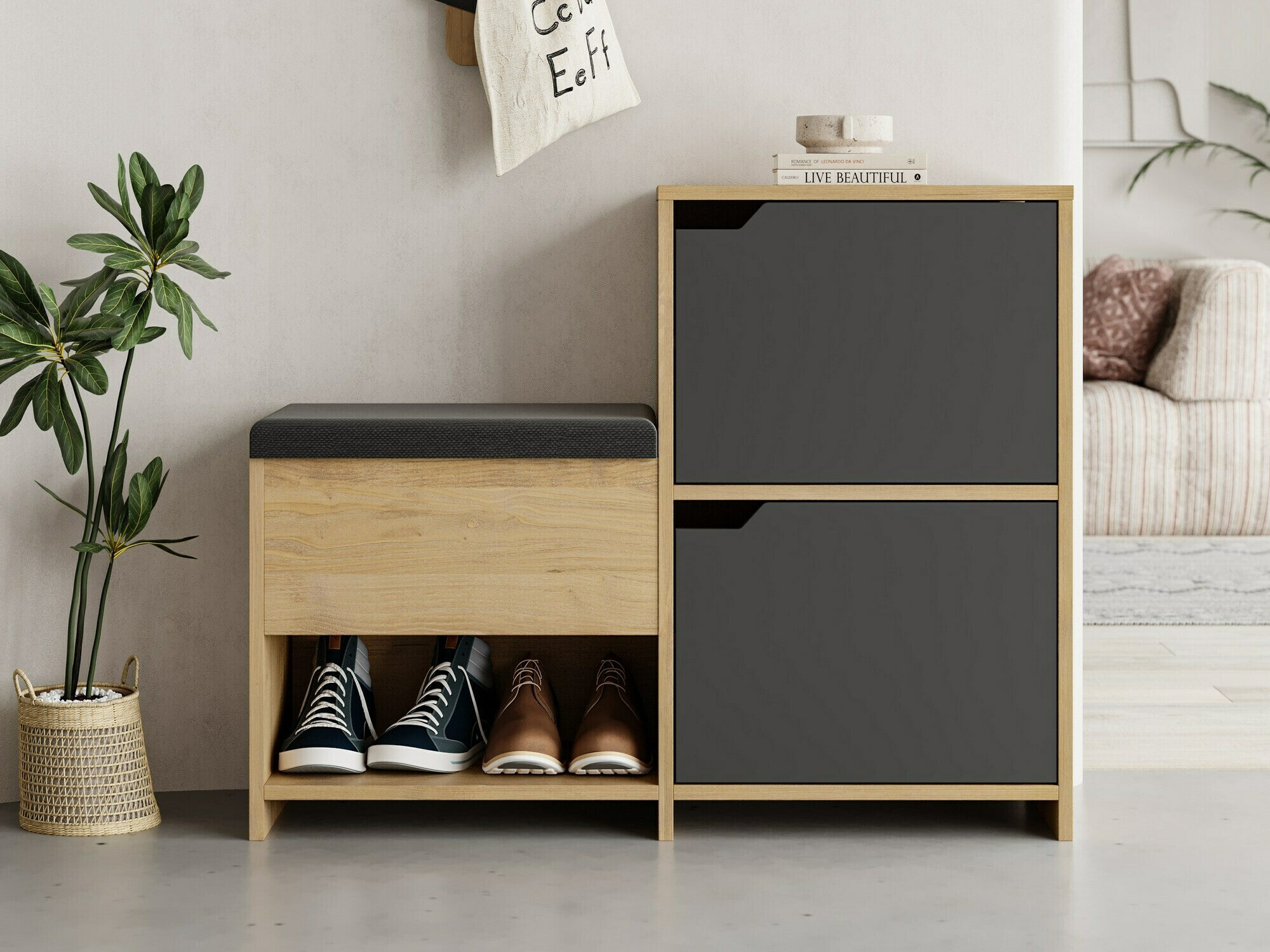 Ormarić za cipele Kailua 2150 (Antracit + Hrast)